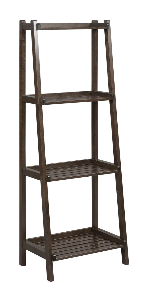 Contemporary Home Living 60" Coffee Brown Contemporary 4-Tier Ladder Leaning Multipurpose Shelf